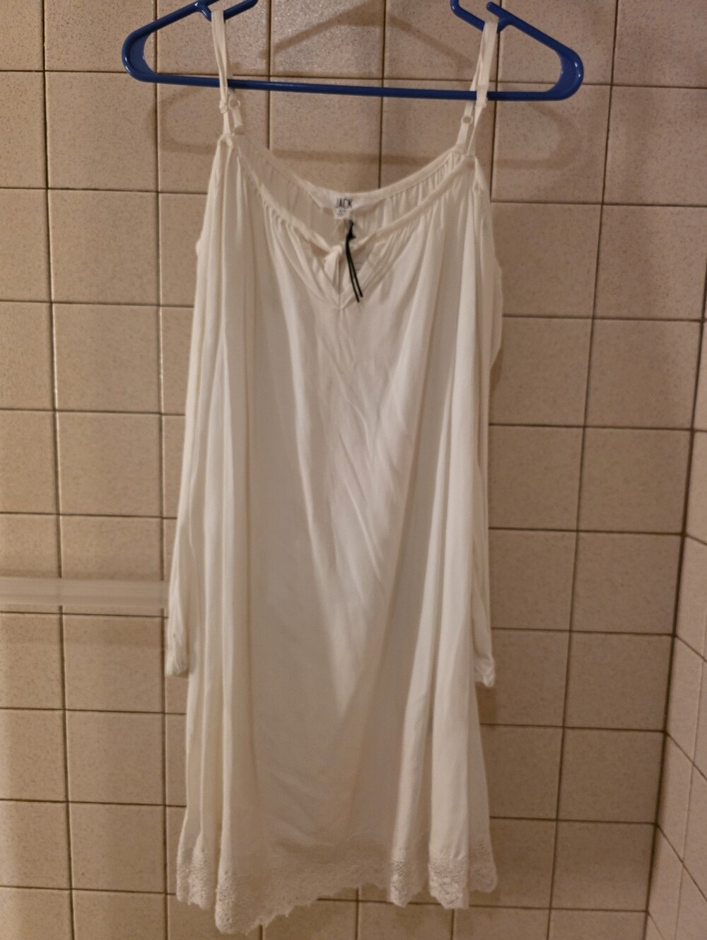 Boutique White Slip Dress By JACK with Lace Hem